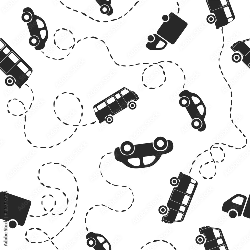 Seamless pattern - cars. Black on white Seamless pattern - cars. Black on white