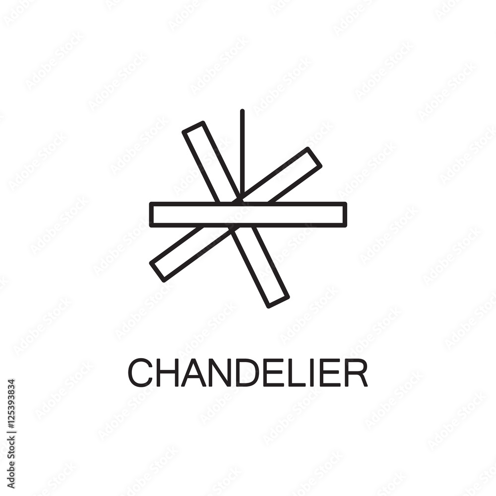 Chandelier flat icon. High quality outline pictogram of element for interior. Vector line illustration of chandelier for web design or mobile app. Button and symbol for design visit card, logo. Chandelier flat icon. High quality outline pictogram of element for interior. Vector line illustration of chandelier for web design or mobile app. Button and symbol for design visit card, logo.