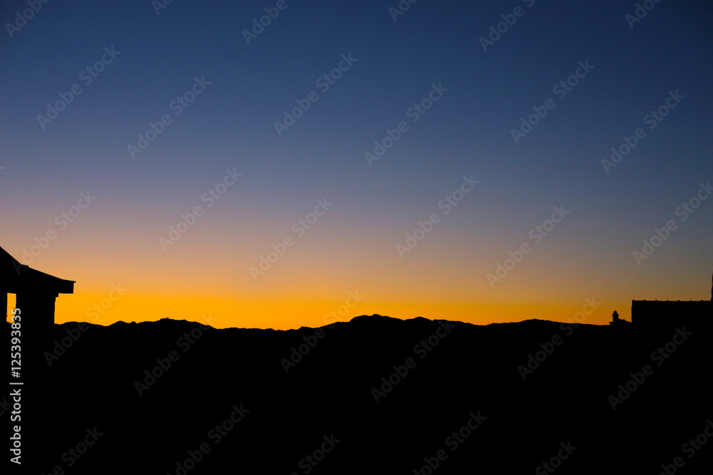 Sunset sky background. Sunrise mountains.