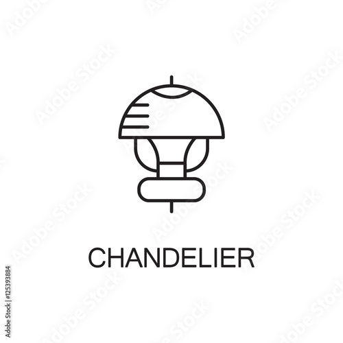 Chandelier flat icon. High quality outline pictogram of element for interior. Vector line illustration of chandelier for web design or mobile app. Button and symbol for design visit card  logo.