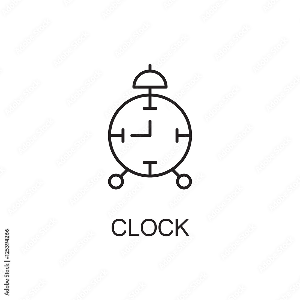 Obraz premium Clock line icon. Vector high quality outline pictogram of clock. Sign of element for home's interior. Thin line icon for design website or mobile app. Black symbol on format EPS 10 for logo.