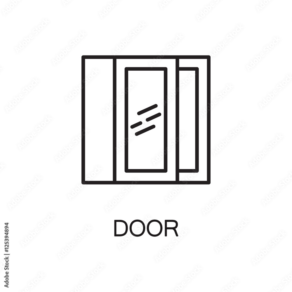 Door line icon. Vector high quality outline pictogram of door. Sign of element for home's interior. Thin line icon for design website or mobile app. Black symbol on format EPS 10 for logo. Door line icon. Vector high quality outline pictogram of door. Sign of element for home's interior. Thin line icon for design website or mobile app. Black symbol on format EPS 10 for logo.