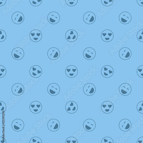 Emoticon seamless pattern in color background.