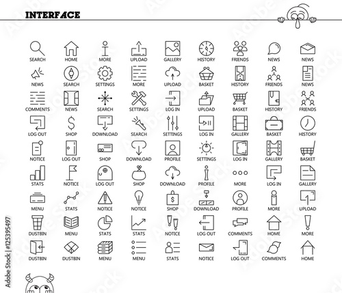 81 thin line icons for Web and Mobile. Light version.