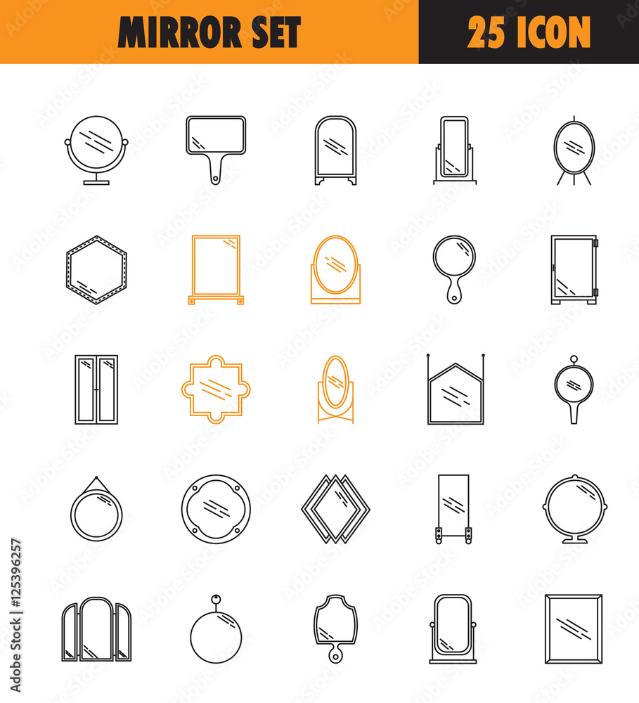 Mirror line icon set. Thin line pictogram for webdesign. Outline high quality sign for design websete, mobile app, logo. Mirror line icon set. Thin line pictogram for webdesign. Outline high quality sign for design websete, mobile app, logo.