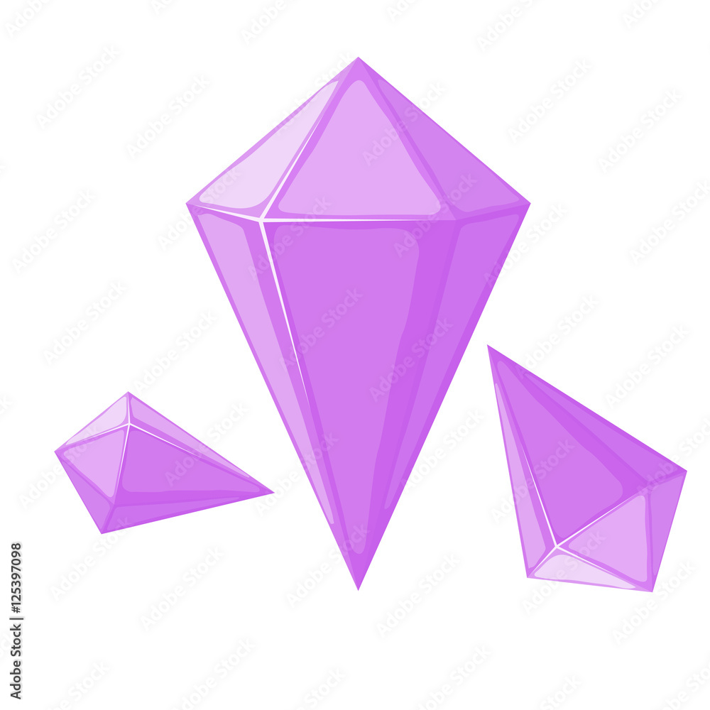 Vector illustration of a pink crystal on a white background. Car Vector illustration of a pink crystal on a white background. Car