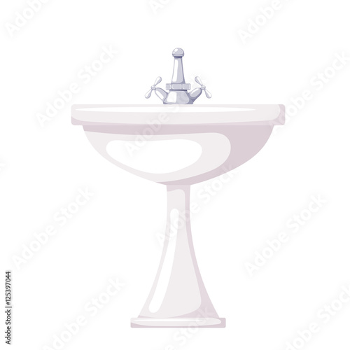 Vector illustration of a ceramic washbasin on a white background