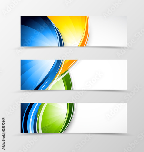 Set of header banner dynamic wave design