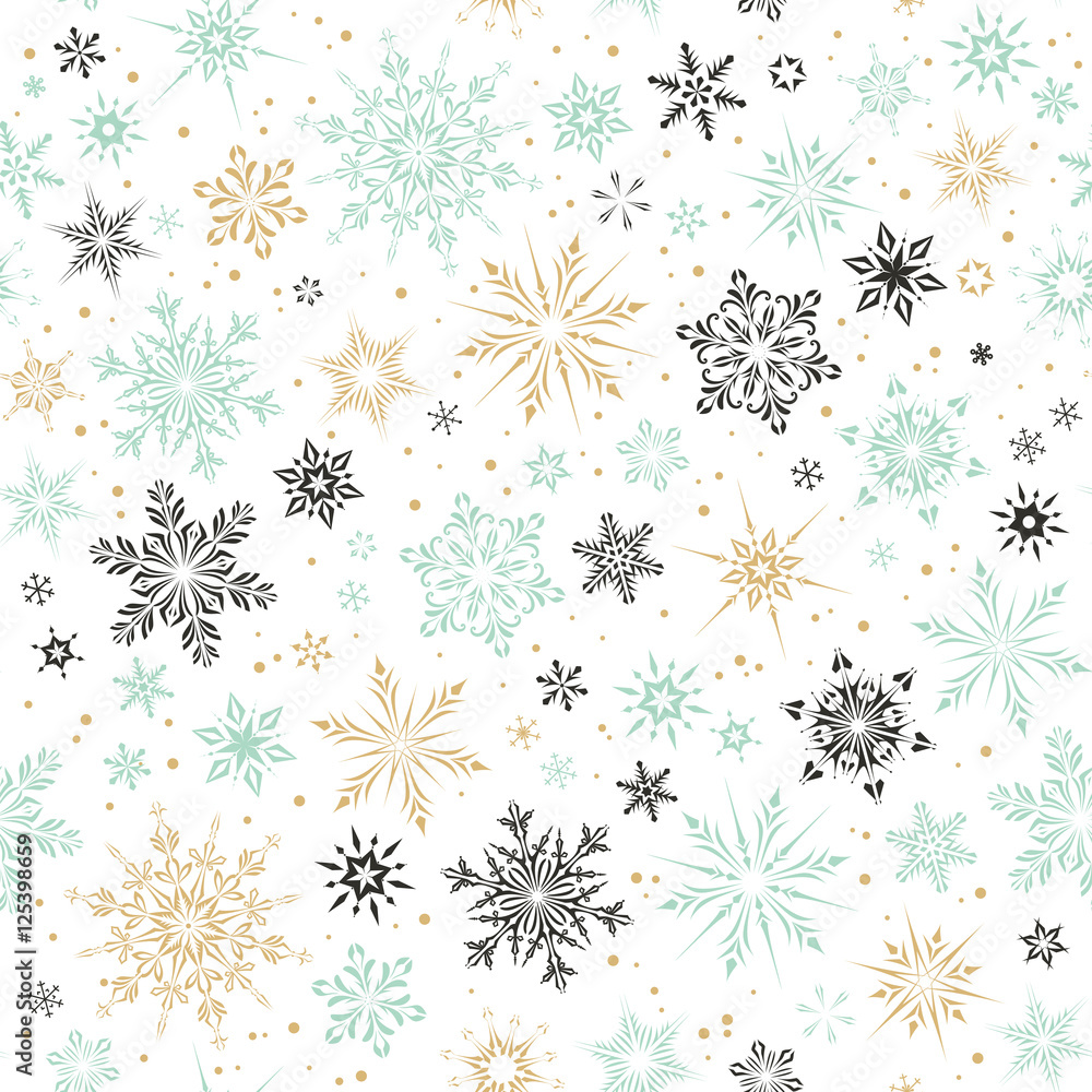 Seamless Snowflakes Mint Gold Seamless Snowflakes Mint Gold