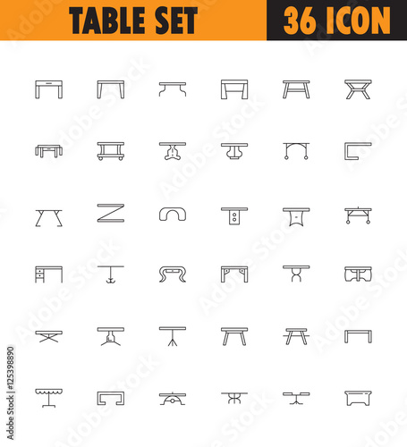 Table line icon set.