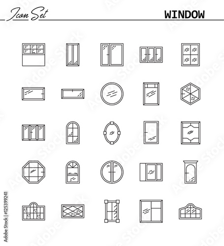 Window line icon set.