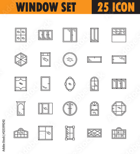 Window line icon set.