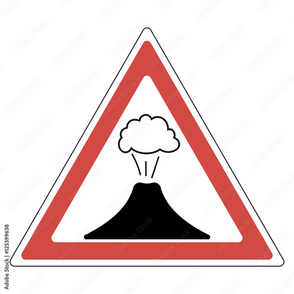sign the danger of a volcanic eruption, a warning sign volcano in the