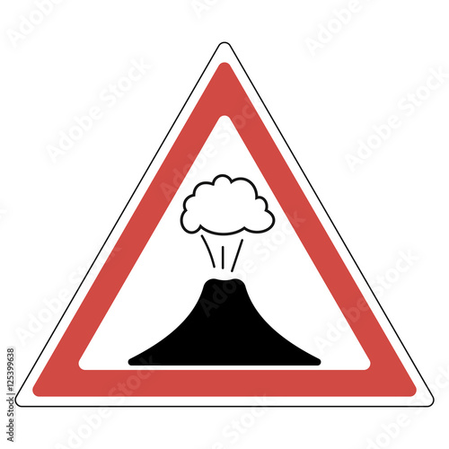 sign the danger of a volcanic eruption, a warning sign volcano in the red triangle