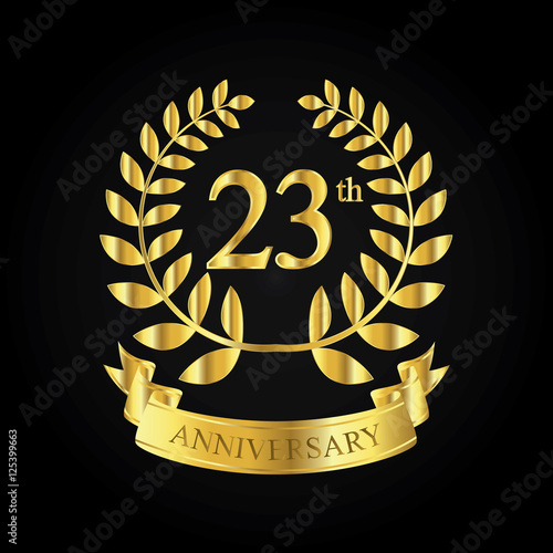 23th golden anniversary logo, first celebration with ribbon