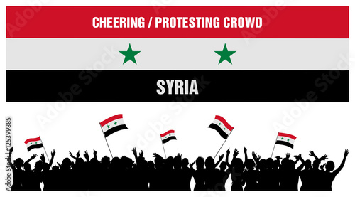 Cheering or Protesting Crowd Syria