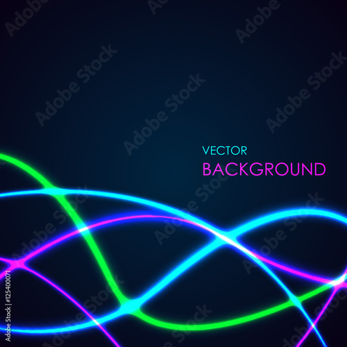 Bright neon lines background with retro style. Vector illustration