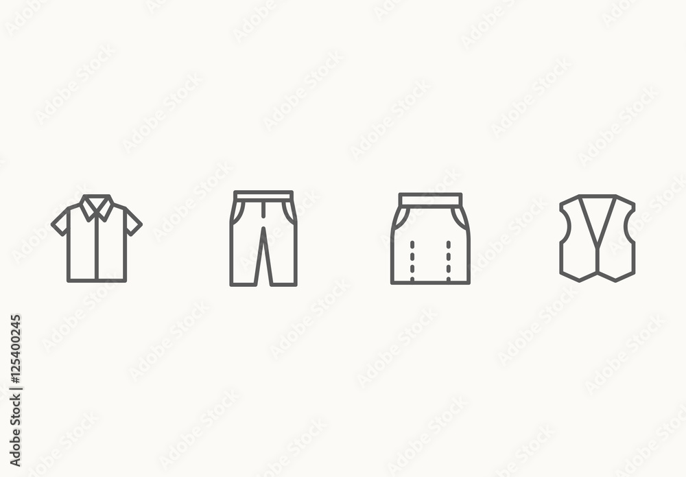 35 Minimalist Clothing Icons Stock Template