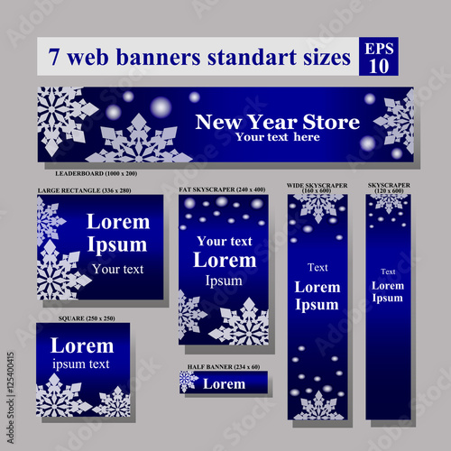 set of New Year Web banners standart sizes