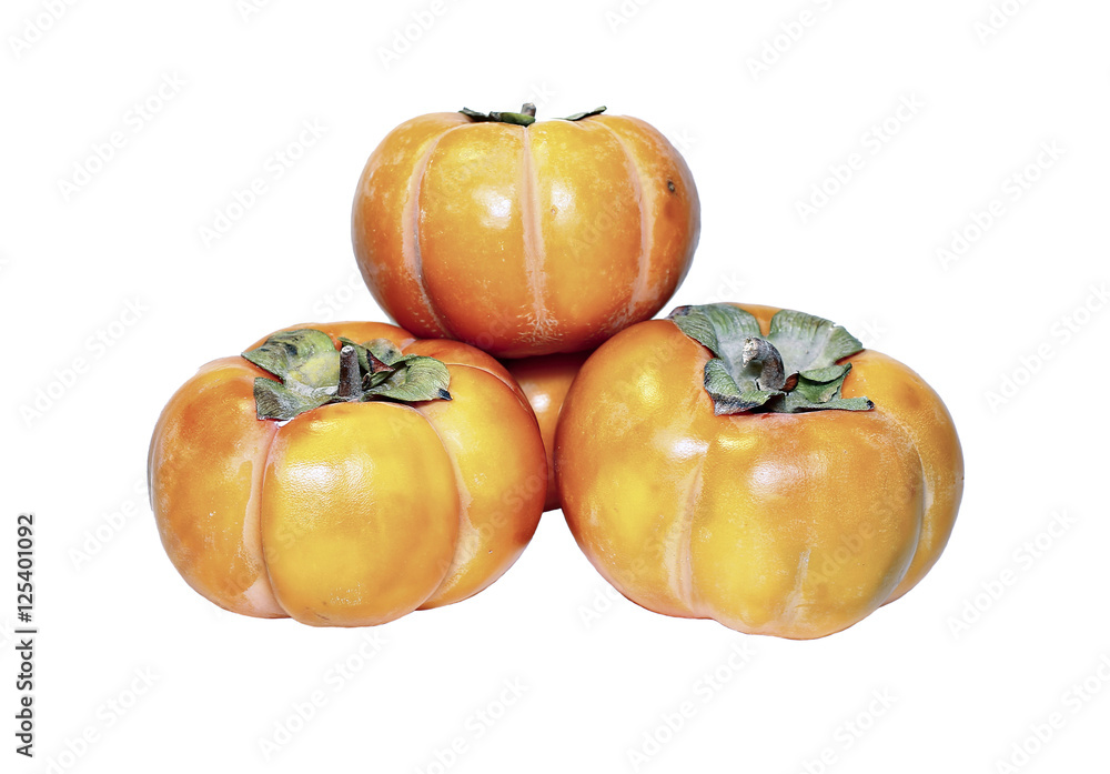 Obraz premium Juicy orange persimmon fruit isolated