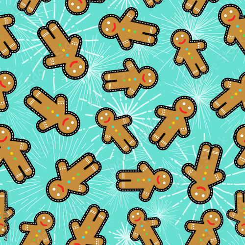Christmas gingerbread man patch icon pattern