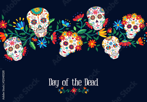 Day of the dead flower skull background design