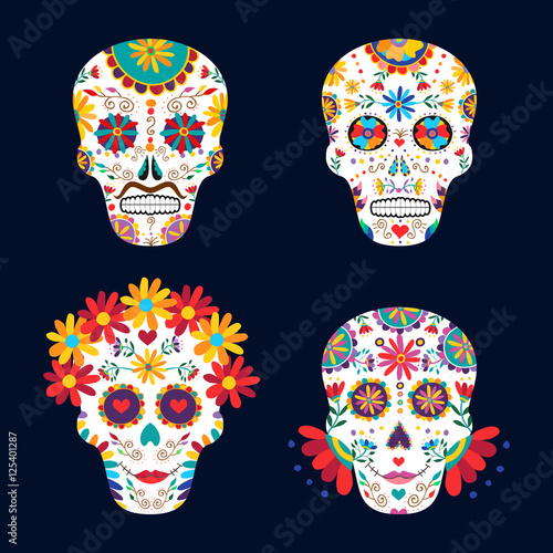 Day of the dead skulls for mexican celebration
