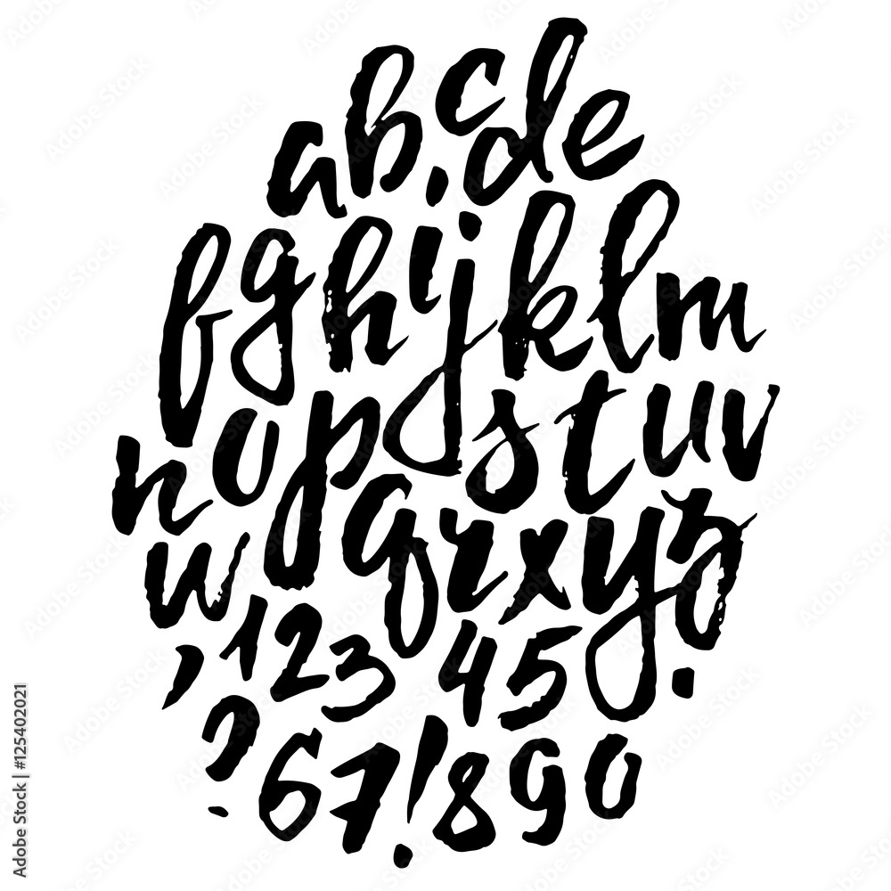 Handwritten vector alphabet. Grunge texture. Handwritten vector alphabet. Grunge texture.