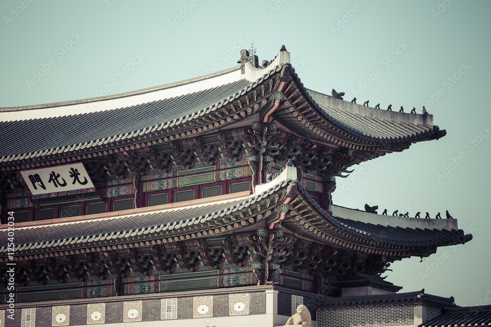 Details of  Gyeongbokgung  Palace. Traditional Architecture in K