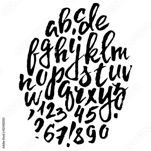 Handwritten vector alphabet. Grunge texture.
