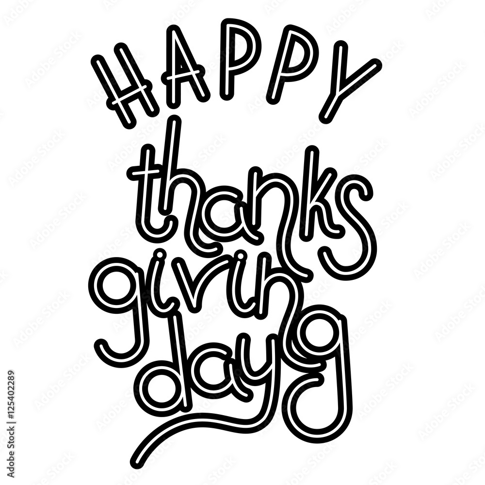Happy Thanksgiving Day hand drawn lettering text Happy Thanksgiving Day hand drawn lettering text