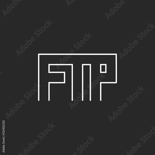 ftp lettering logo monogram, communication technology t-shirt print