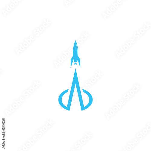 Rocket logo, concept launched spaceship startup new business emblem, future innovation technology study universe