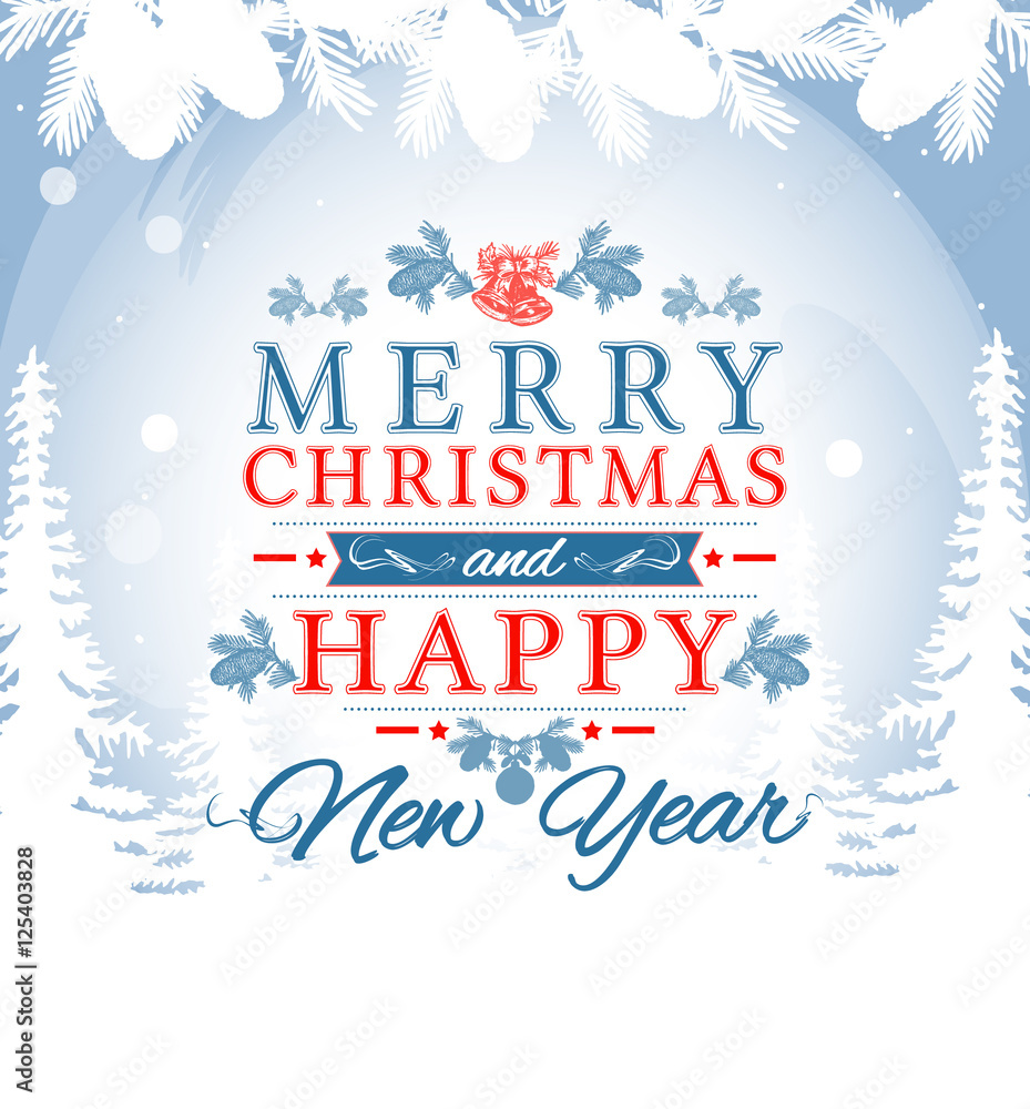 Merry christmas and happy new year card, christmas background