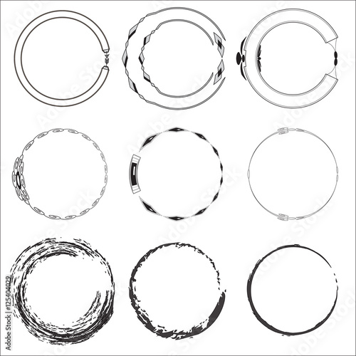 Set of 9 circles,Vector design elements.