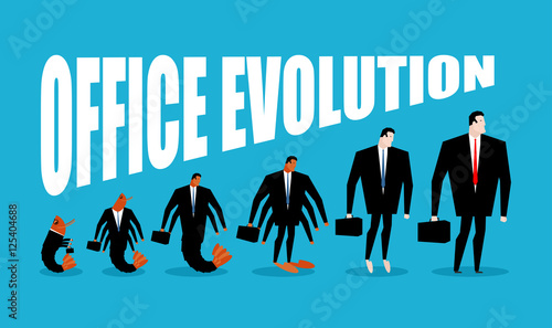 Office Evolution. Office plankton turns into boss. Shrimp in hum