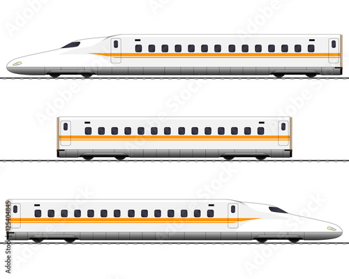 Passenger express train. Railway carriage. bullet