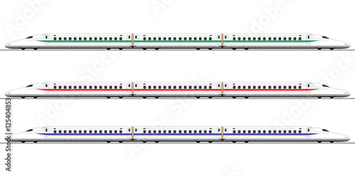 Passenger express train. Railway carriage. set