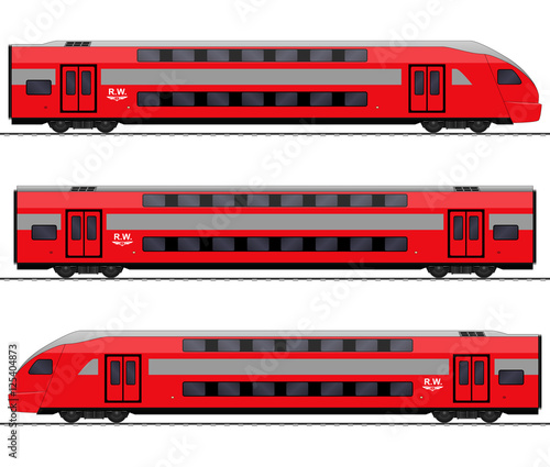 Passenger express train. Railway carriage. double decker