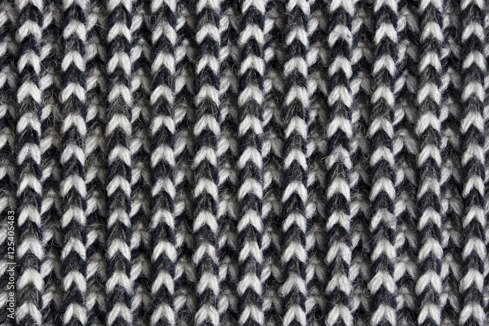 Black and white knitted wool texture Black and white knitted wool texture