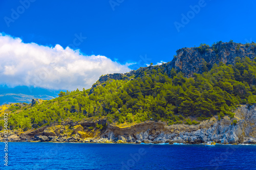 View of rocky seashore of Alanya © xmagics