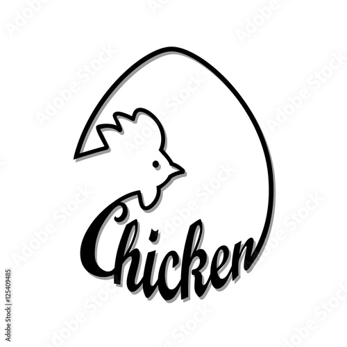 Vector sign or symbol of the chicken in the egg, template to create brand, logo. photo