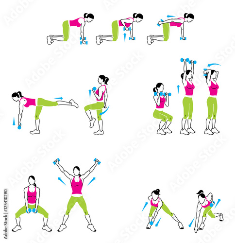 Hand Weight exercises Stock Vector