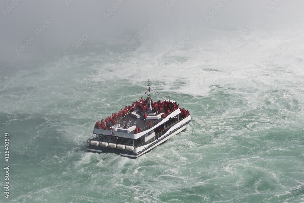 Beautiful photo of a ship in the mist of the amazing Niagara falls Beautiful photo of a ship in the mist of the amazing Niagara falls