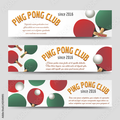 Sport banners set vector illustration. Horizontal ping pong banners