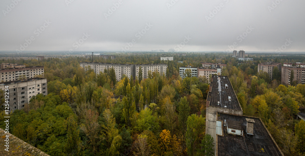 Hochhäuser in Prypjat bei Chernobyl