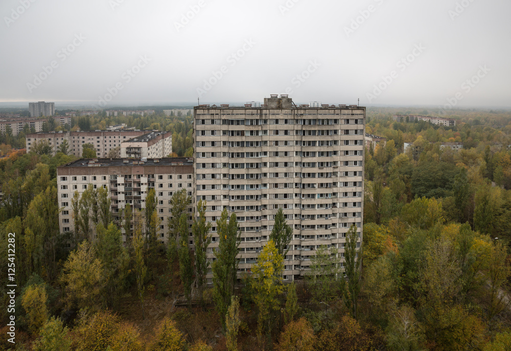 Hochhäuser in Prypjat bei Chernobyl