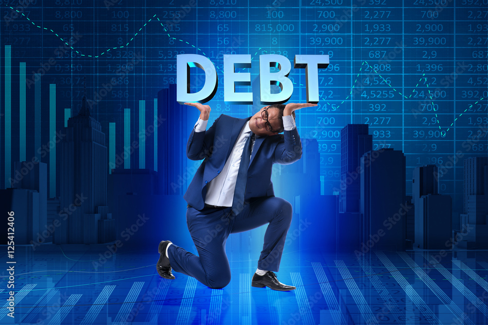 Businessman in debt business concept Businessman in debt business concept