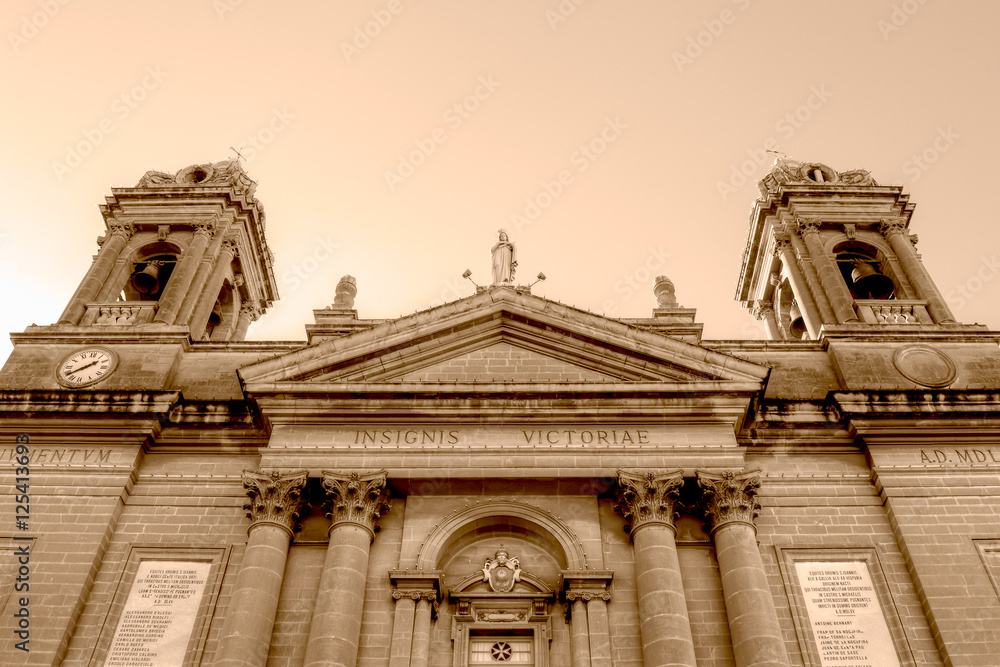 Facade of Church of Our Lady of Victories Senglea Basilica HDR