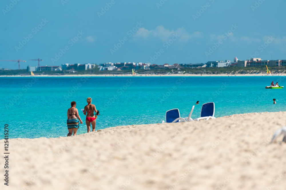 Tourists on beach in Cayo Santa Maria, Cuba